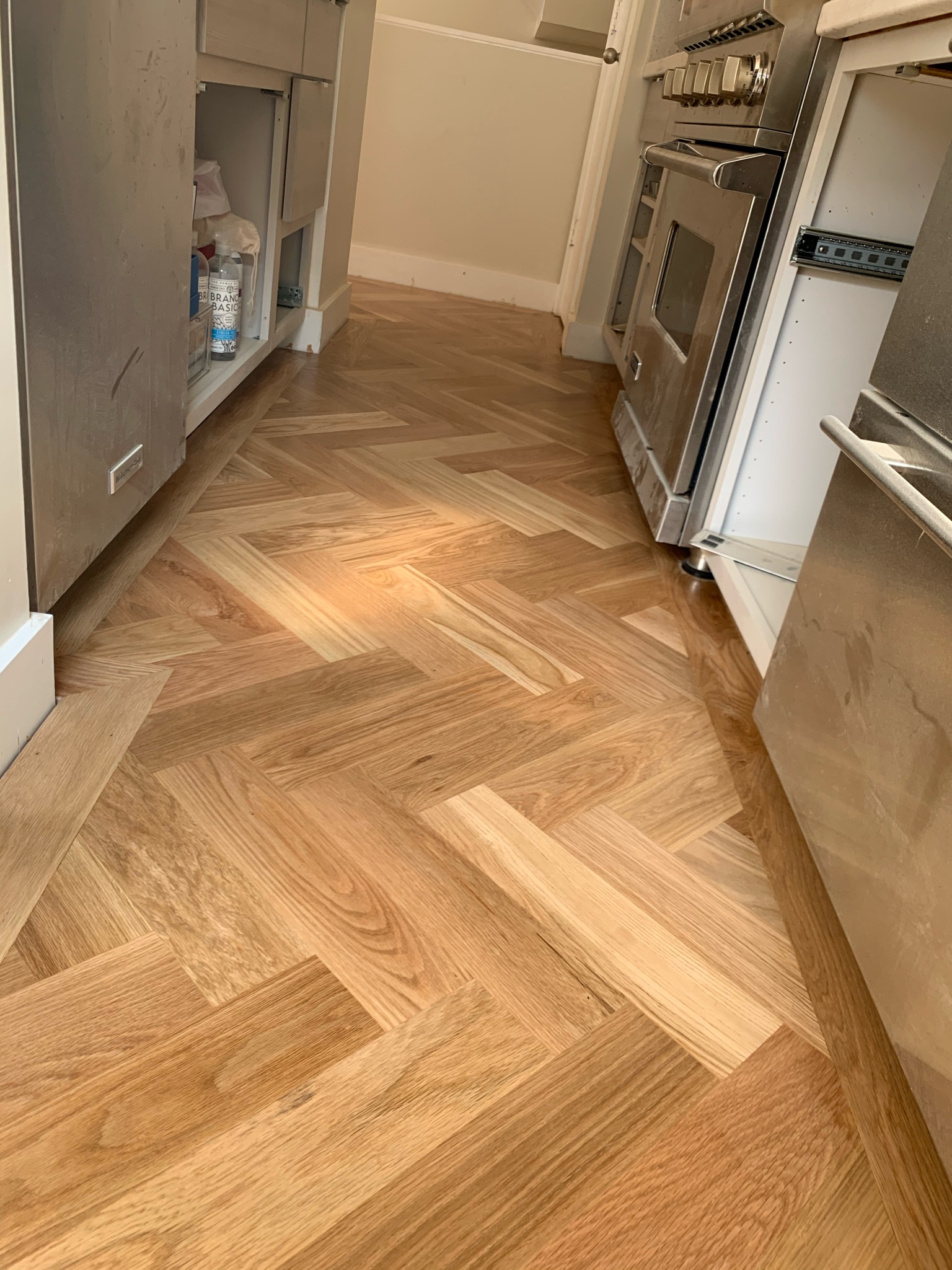 hardwood flooring installation, herringbone pattern, WFA's Custom Hardwood Floors, houston texas